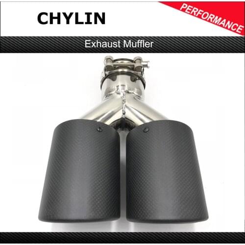 1pcs Double Silver Stainless Steel Car Exhaust Tip Tailpipe For Universal Matte Carbon Fiber Exhaust Muffler Pipe For Ak