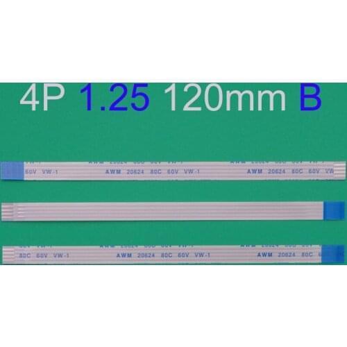 1pcs FFC Cable 120mm Length reverse 4Pins 4P 1.25mm Pitch FFC Ribbon Flat Cable Reverse Direction AWM 20624 80c 60v vw-1