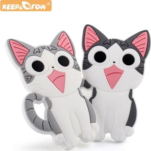 Keep&Grow 1Pcs Baby Silicone Cute Cartoon Cat Teether Newborn Molars Chewing Teething Toys Making Pacifier Chain Necklace Tools