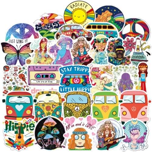 10/30/50 PCS Cartoon Hippie Diary Waterproof Graffiti Suitcase Guitar Laptop Skateboard Toy Decoration Sticker Wholesale