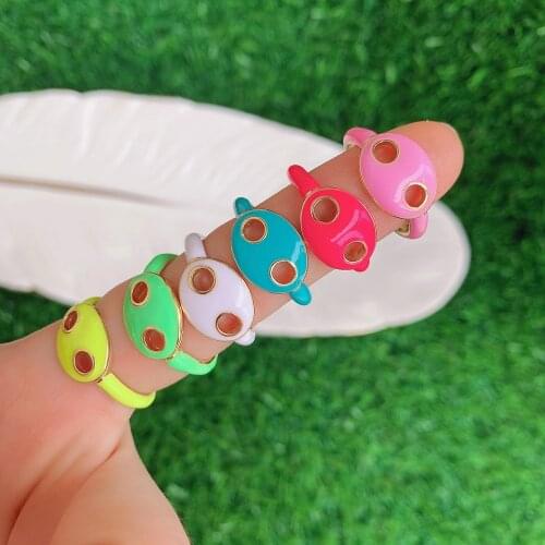 10PCS, Exaggerated Colorful Neon Enamel Rings For Women Engagement Rings Vintage Girls Open Jewelry
