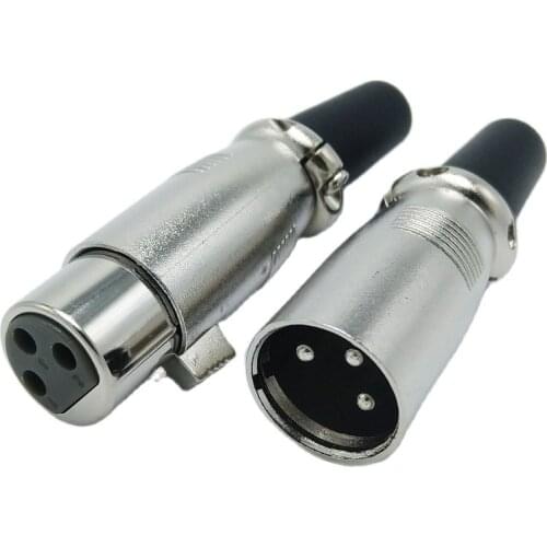 3Pins silver XLR connector Female and Male connector Microphone connector MIC Adapter