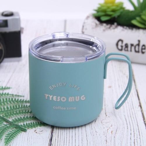 Stainless steel vacuum coffee cup with lid vacuum insulation cup color with handle office cup simple style coffee mug