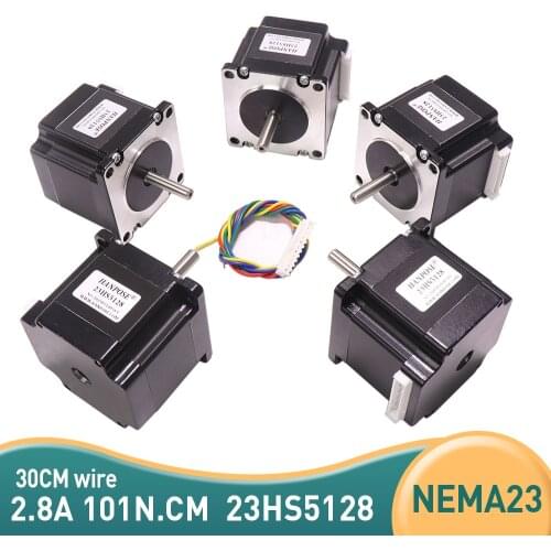 5pcs NEMA23 Stepper Motor 1.8 Degrees Hybrid 23HS5128 57 Stepping Motor 24V Two Phase 51mm 101N.cm 2.8A Step Motor for 3d CNC