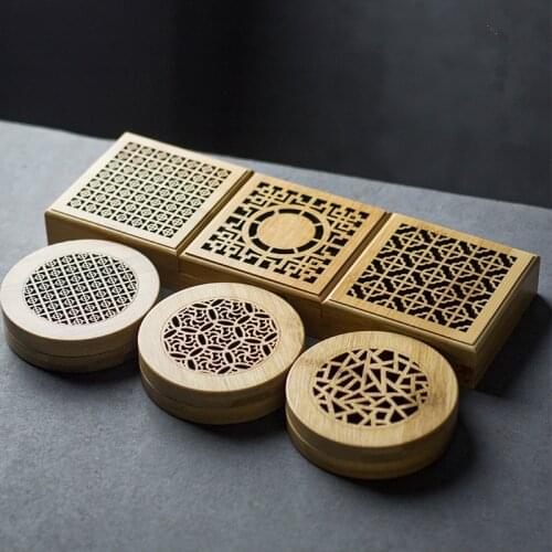 Bamboo Round Zen Incenso Burners Sandal Incense Holder Round sandalwood Censer Classical Hollow Incense Lore Living Room Decor
