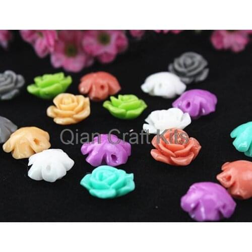 15pcs 15mm coral shell beads mixed colors high quality finish 3D Rose Beads drilled side to side smooth curved back rare