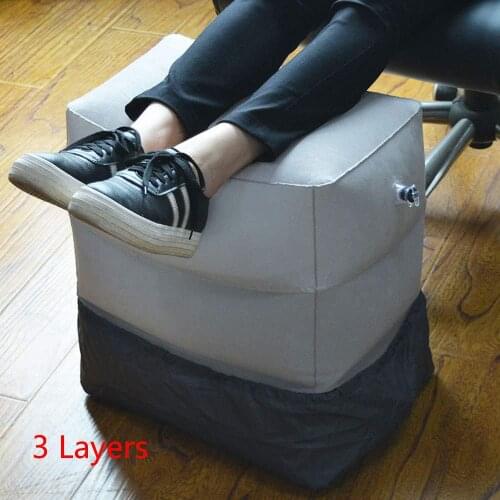 32 Travel Inflatable Foot Rest Pillow Adjustable Height Portable Leg Rest Cushion Carrying Bag Airplane Home Car Office Foot