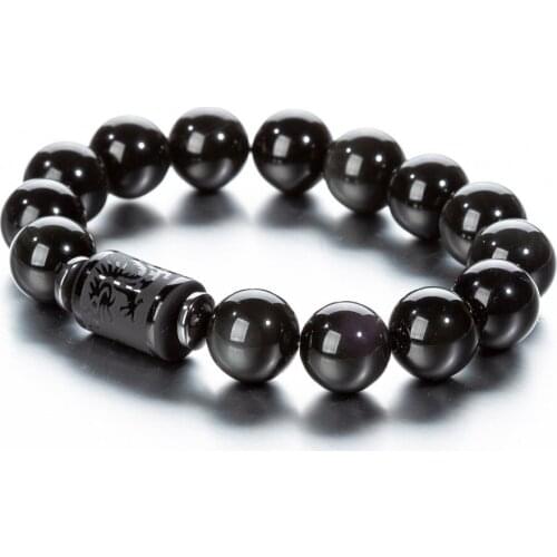 Dragon Phoenix Obsidian Stones Couple Stretch Bracelets Transport Luck Beads Wealthy Symbol