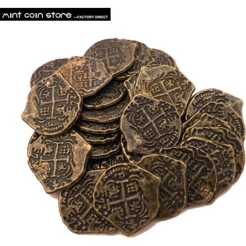 European Treasure Spain Doubloon gold coin , Caribbean series pirate movie coin Difference colors coins for choose 100pcs/lot