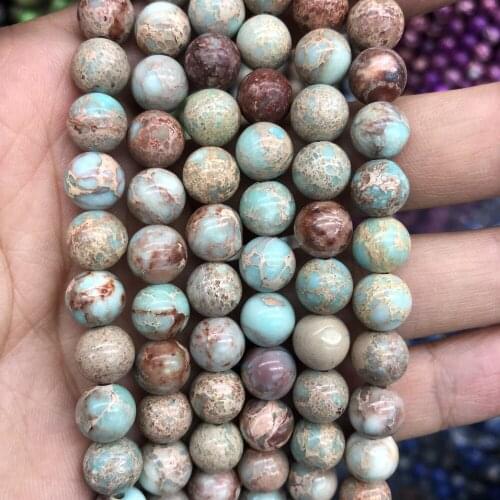 Natural Imperial Jaspe r beads,Sea Sediment Stone Beads 6MM 8MM 10MM 12MM Round Stone Loose Beads for jewelry 15.5"