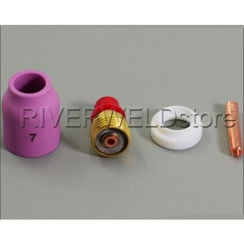 TIG Alumina Nozzle Gas Lens Collet Bodies 3/32" 45V44 13N23 598882 Fit TIG Welding Torch KIT Consumables WP SR 9 20 Series, 4pcs