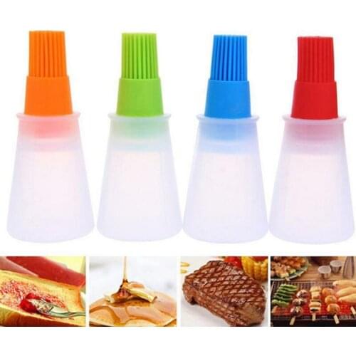 Grill Oil Bottle Brushes Tool Heat Resisting Silicone BBQ Basting Oil Brush Barbecue Cooking Pastry Oil Brushes LX8053