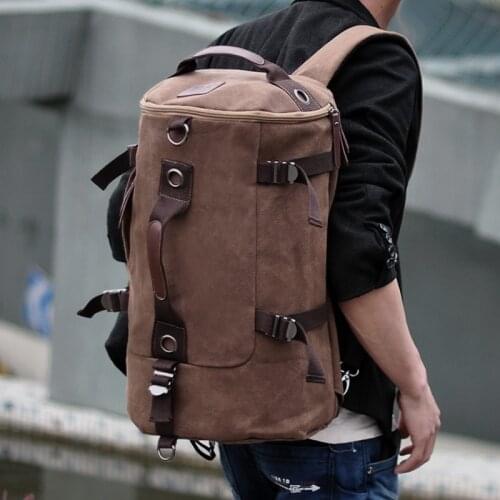 Canvas Backpack mens trend student bag youth travel bag computer multi-function Backpack