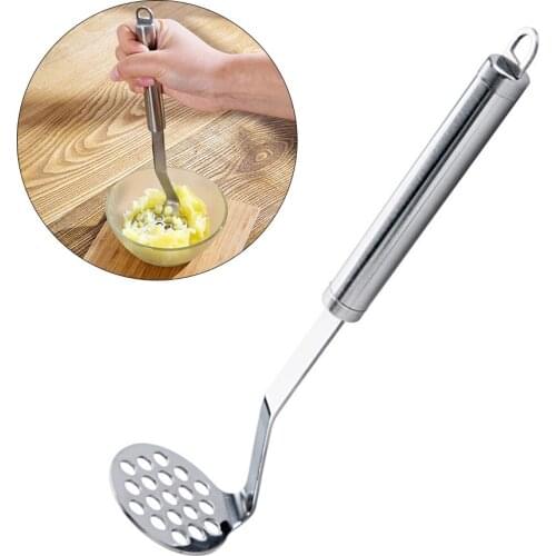 Potato Masher Stainless Steel Tube Handle Fruits Mashed Vegetable Pressure Mud Crusher Tool Kitchen Cooking Accessory