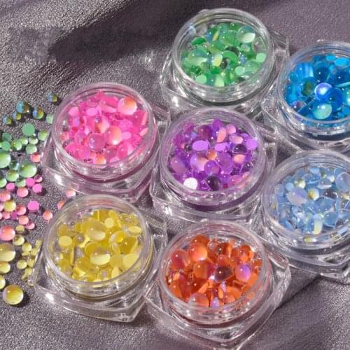 Fashion 3D Nail Art Decorations Coloful Mixed Mermaid Beads Strass Shiny Light-sensitive Crystal Glass Beads Manicure Decoration