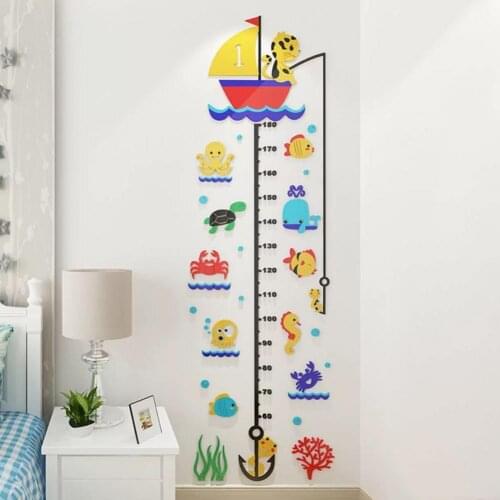 Cartoon Pattern Acrylic Resin 3D Height Growth Chart Ruler Sticker for Living Room