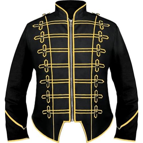 Mens Steampunk Hussar Marching Band Military Drummer Parade Medieval Renaissance Victorian Vintage Jacket Coat Costume Tuxedo