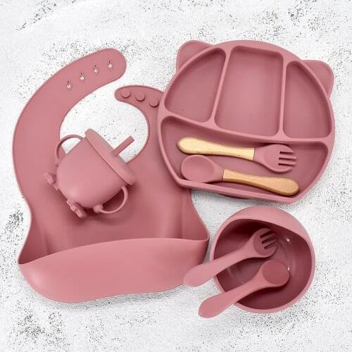 11pcs/set Baby Silicone Tableware Set Kids Food Grade Plate Dinnerware Sucker Bowl for Childrens Dishes Feeding Accessories