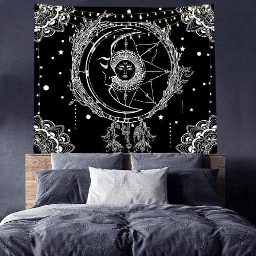 Black background pattern Tapestry Wall Hanging Dorm Decor Art Wall Tapestry Hippie Wall Carpet Psychedelic Tapestry 95x73cm