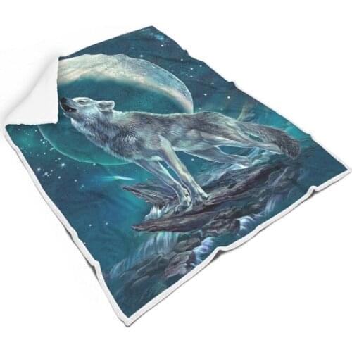 Clubdeer Fantasy Animal Wolf Blanket Warm Soft Printed Throw Blanket for Adult All Seasons Bedroom Chair Sofa Square Carpet