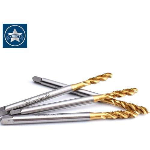 HSSE Long Shank With TIN Sprial Fluted tap M1.6 M2 M2.5 M2.6 M3 M3.5 M4 M5 M6 M8 M10 M12 X0.35 Metric Screw Thread taps X100MM