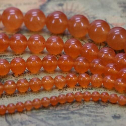 Orange chalcedony round loose beads 4/6/8/10/12/14mm dimension optional DIY stone jewelry making design wholesale 15"