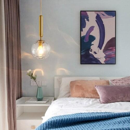 Bedside chandelier modern minimalist light luxury net red single head bay window lamp Nordic long line bar restaurant small chan