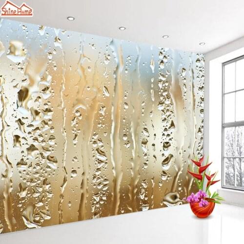 Custom Abstract Wallpaper Picture Wallpapers for 3d Living Room Water Drops on Glass Home Decor Walls Paper Mural Vinyl PVC Roll