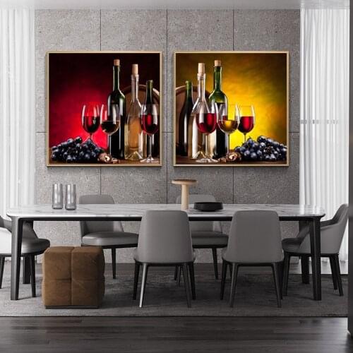 Modern Wine Still Life Grape Wine In Glass Canvas Painting Prints Poster Kitchen Diningroom Wall Art Picture Home Decor