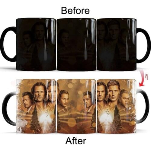 Supernatual Coffee Mugs 350ml Creative Ceramic Color Changing Milk Tea Cup Gift for Yourself or Your Boy Friend