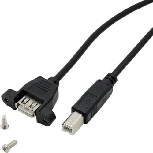 USB to Impressora USB-BM Tipo Cabo de Extensao Macho para Femea Jack com Furos de Parafuso Fixo 30cm