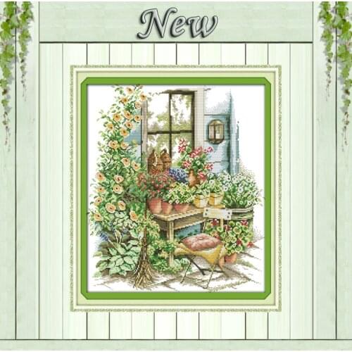 Spring garden scenery painting counted printed on canvas DMC 14CT 11CT DIY Cross Stitch chinese Embroidery Needlework kits Sets