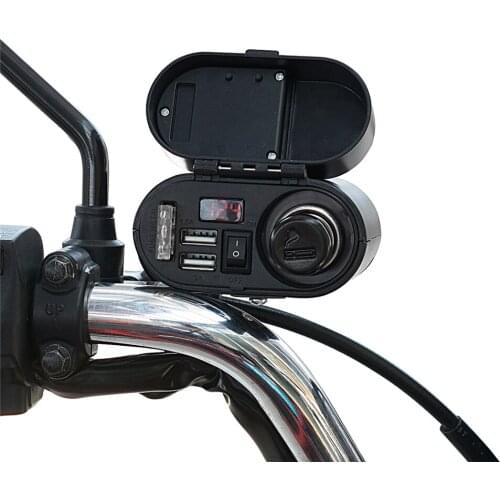 Waterproof Motorcycle USB Charger with Voltmeter Clock and Cigarette Lighter Function