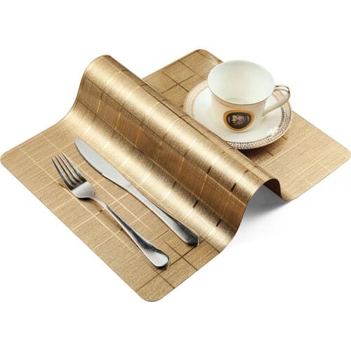 Waterproof Anti-oil Placemat PVC Dining Table Mat Golden Disc Pads Bowl Pad Coasters Table Cloth Pad Slip-resistant Pad 2/4pcs