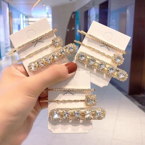 Rhinestone clip High-profile Luxury Fashion Hair Clip Korean Version Geometric Hair Accessories set