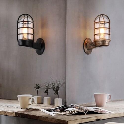 Industrial style wrought iron creative wall lamp personalized living room dining room bedroom study porch coffee shop wall lamp