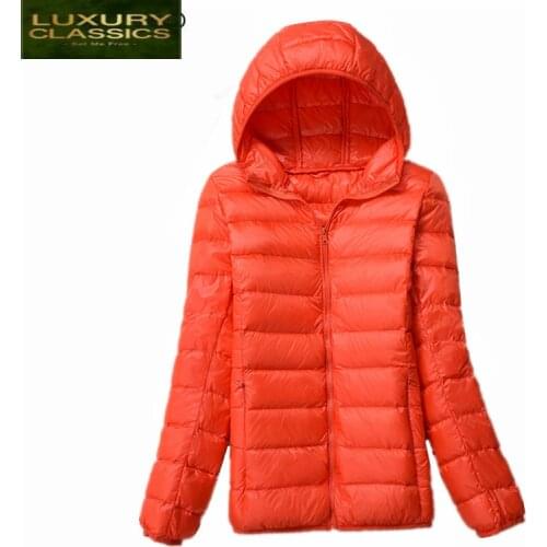 Women Winter 2021 Jacket White Duck Down Jackets Short Thin Coat Autumn Plus Size 6XL Ladies Coats Chaqueta Mujer LWL714