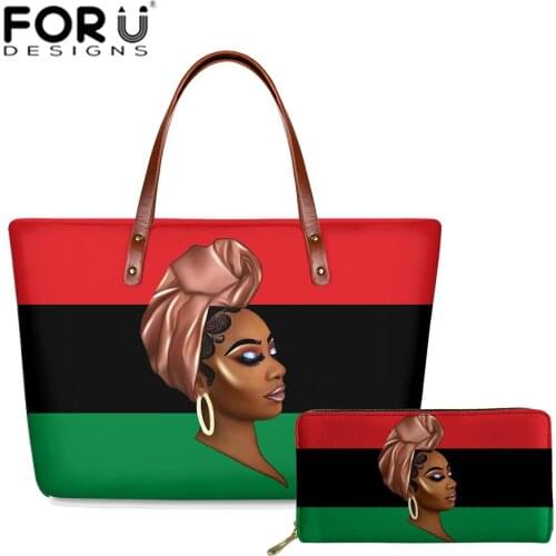 FORUDESIGNS Top-handle Bags Pan Africanism Afro Girl Print Womens Handbag Large Capacity Casual Tote Female Shoulder Bag Girls