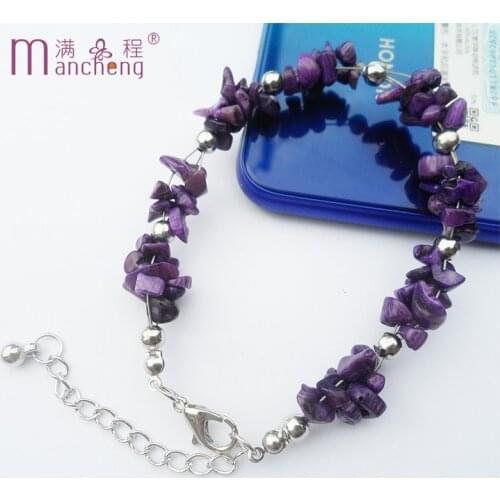 Cute Romantic natural Purple Amethyst stone Bracelet Dragon Scales Charms Friendship Loose Beads Amethyst Bracelet for women