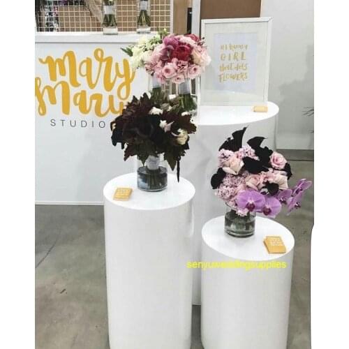 3pcs/set)Wholesale Large Metal Round Cylinder Plinth white Metal display plinth for Exhibitions Events Weddings senyu2217