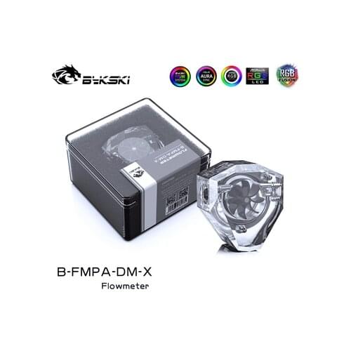 Bykski Acrylic Flow Meter G1/4 Thread Water Cooling System Coolant Filter Indicat Computer Cooler Fittings 2-Way holes 5V 3PIN