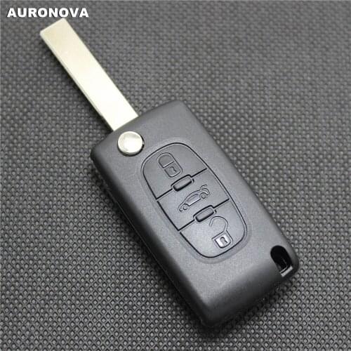 AURONOVA New Replace Folding Key Shell for Peugeot 207 307 308 407 607 2 Buttons Remote Car Key Case Hu83 Blade
