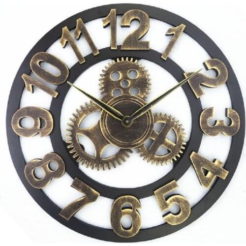 Silent Clock Lndustrial Gear European Retro Creative Clock LOFT Art Clock Living Room Decoration Individuality