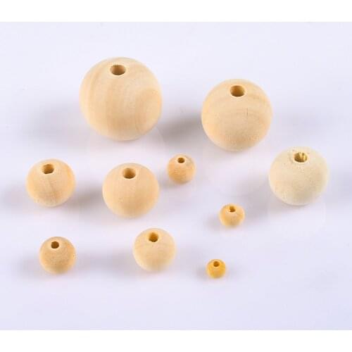 5-100Pcs 6-30mm Natural Wood Spacer Loose Beads For Jewelry Making Supplies Round Wooden Diy Bracelet Necklace Charms Ball Beads