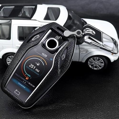 Leather Zinc alloy Car Key Protection Case Cover For BMW 7 Series i8 730li 740li 750li 2017 2018 5 Series G30 X3D Displa