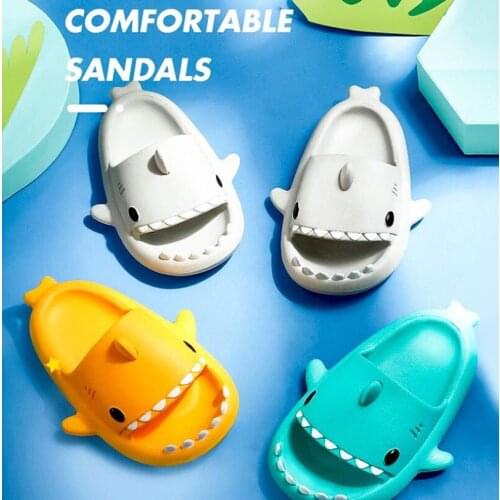 YILINHAN Shark Childrens Slippers Rainbow Shoes for Kids Toddler Baby Outdoor EVA Cartoon Print Cute Flat Heels Beach Sandals