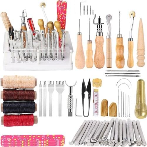 LMDZ 4 Pieces Leather Stitching Punch, Leather Hole Punch, 1/2/4/6 Prong Punch White Steel DIY Leather Chisel, Stainless Steel