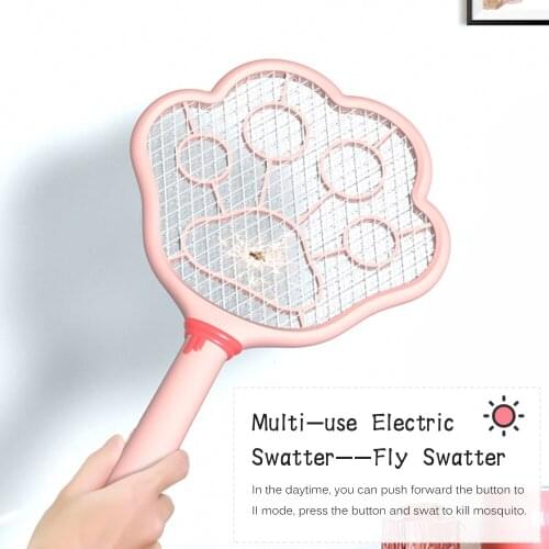 3800V Electric Insect Racket Swatter Zapper Rechargeable Electric Mosquito Swatter Kill Fly Bug Zapper Killer Trap