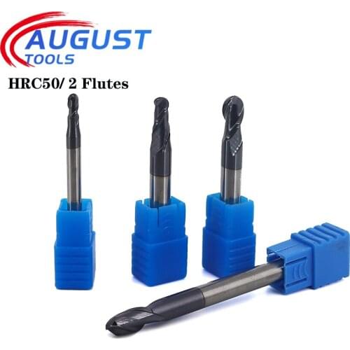 Cnc Endmill Carbide Cutting HRC55 2 Flute 1mm 2mm 3mm 4mm 5mm Sprial Bit Tools Tungsten Steel Milling Cutter Ball Nose End Mill