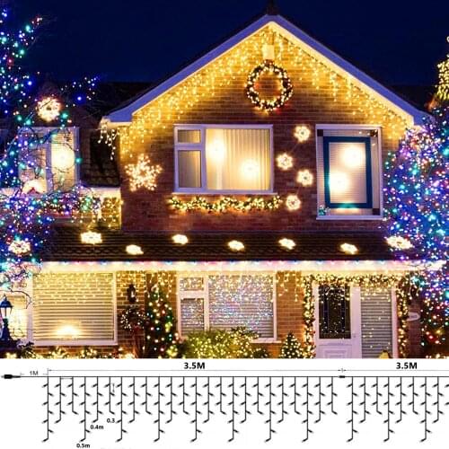 Wave Type Garland Curtain Lights New Year Decoration House 3.5-28M Curtain Festoon Outdoor Winter Garden Eaves Corridor Decor